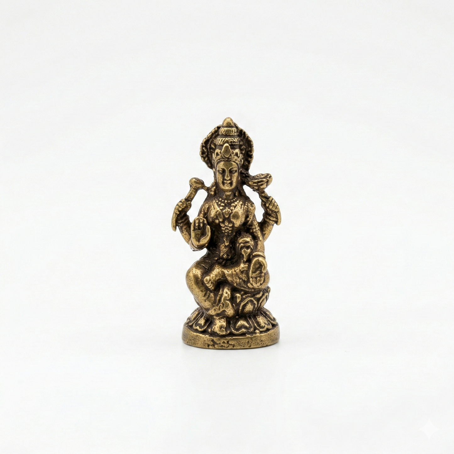 Estátua Dhana Lakshmi em Lótus – Bronze Maciço