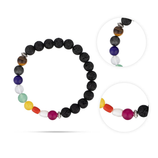 Pulseira Navaratna com Pedra Lava — Os Nove Gemas Divinas