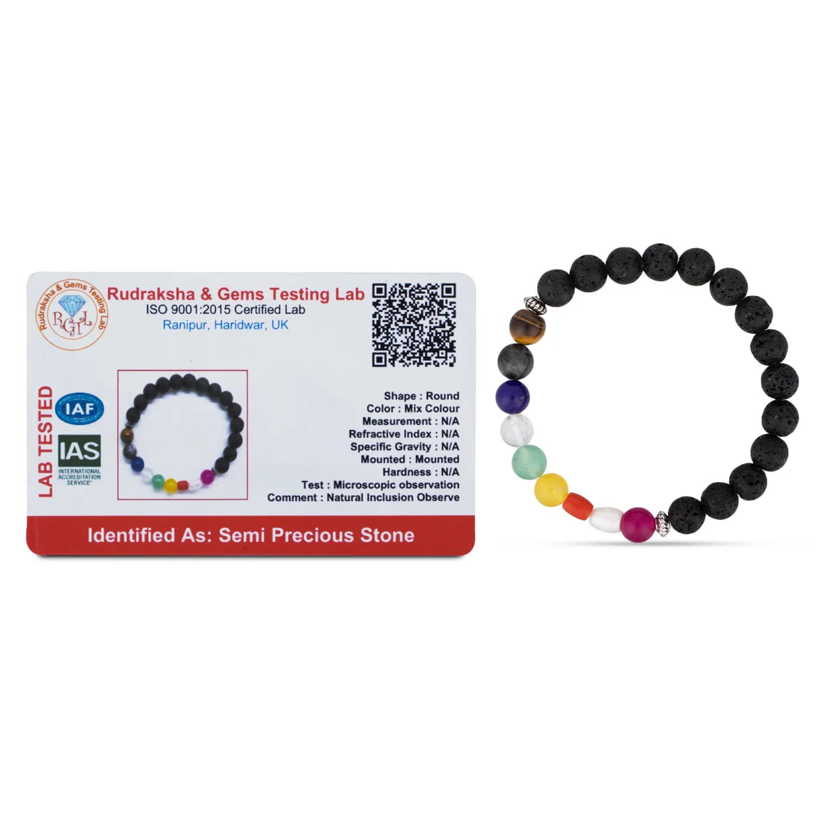 Pulseira Navaratna com Pedra Lava — Os Nove Gemas Divinas