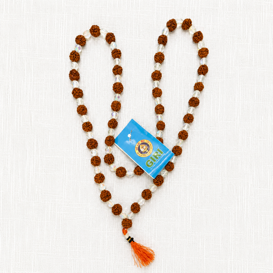 Japamala de Rudraksha e Cristal Facetado