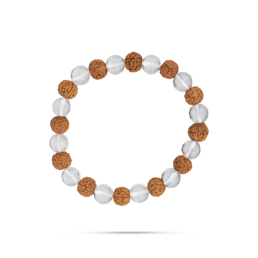 Pulseira Rudraksha Spatika de Pedras Energéticas