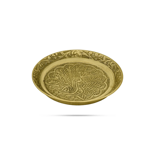 Prato bronze pavão pequeno