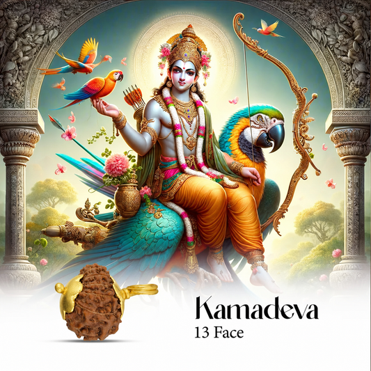 Rudraksha 13 Mukhi com Garra Dourada — Pendente Sagrado
