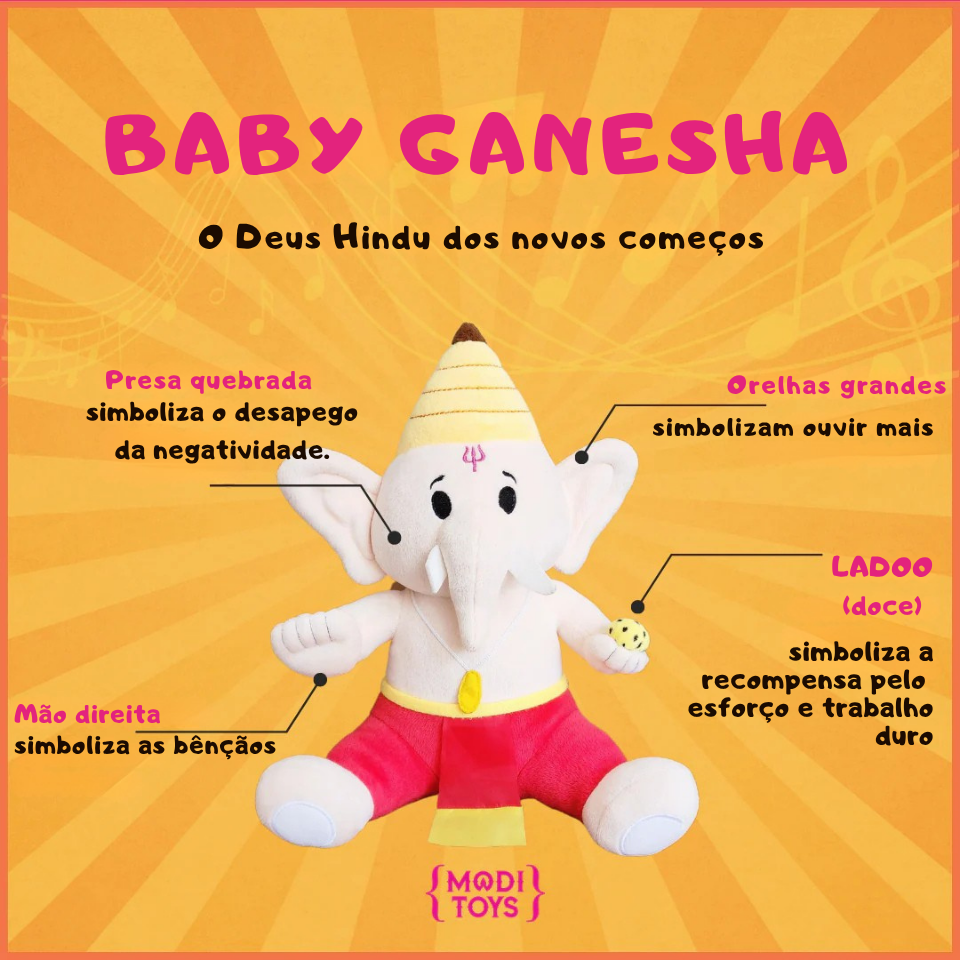 Ganesha Modaka de Pelúcia com Mantras