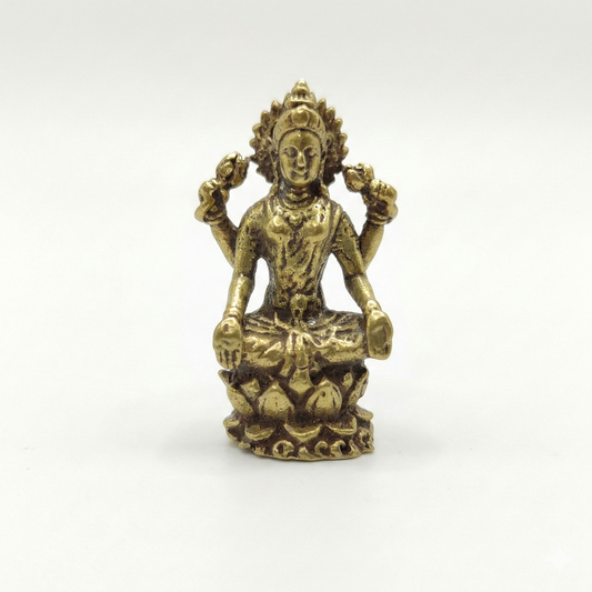 Estátua Adi Lakshmi em Bronze - tamanho nano