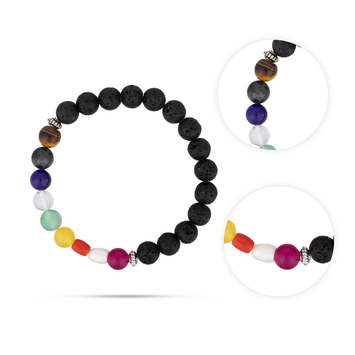 Pulseira Navaratna com Pedra Lava — Os Nove Gemas Divinas