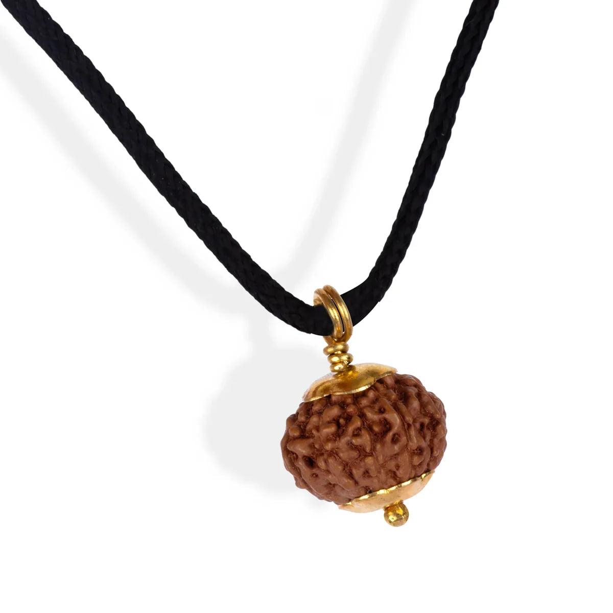 Rudraksha 10 Mukhi com Garra Dourada — Pendente Sagrado