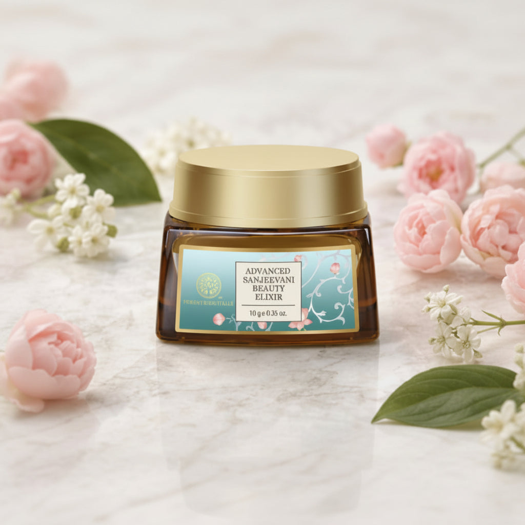 Advanced Sanjeevani Beauty Elixir — Creme Facial Anti-Envelhecimento, Tamanho Viagem (10g) — Elixir Rejuvenescedor de Beleza Ayurvédica