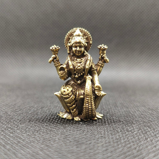 Estátua Dhana Lakshmi em Bronze - tamanho nano