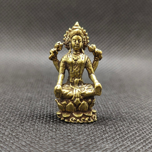 Estátua Adi Lakshmi em Bronze - tamanho nano