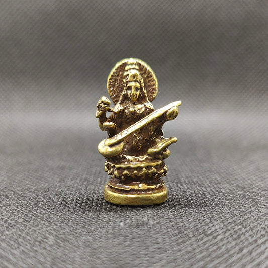 Estátua Sarasvati em Bronze - tamanho nano