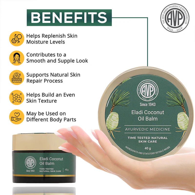 Humectante para pele ayurvédico - Eladi coconut oil balm - AVP (40g)