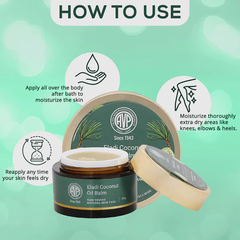 Humectante para pele ayurvédico - Eladi coconut oil balm - AVP (40g)