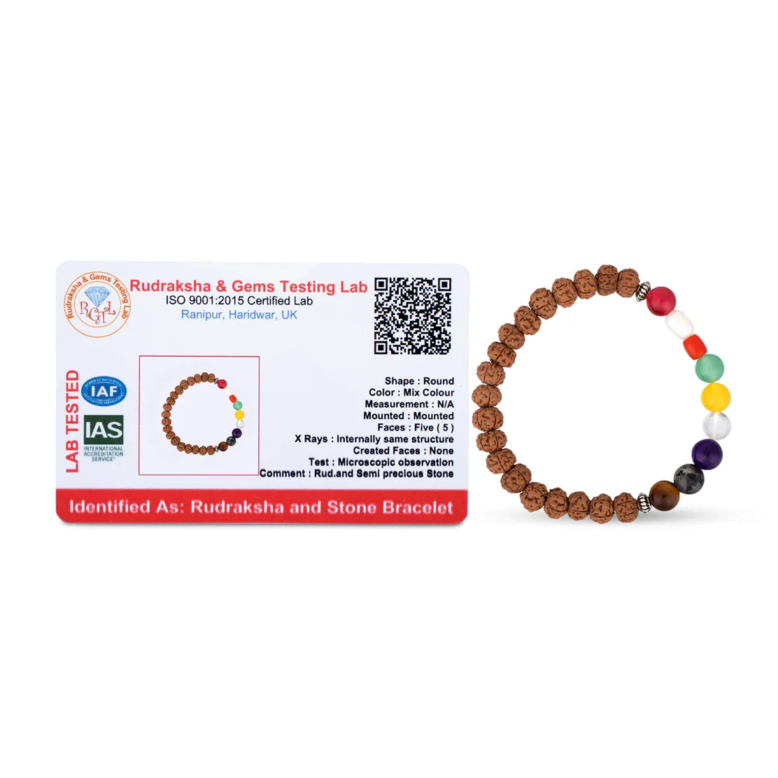 Pulsera Navaratnam Rudraksha certificada