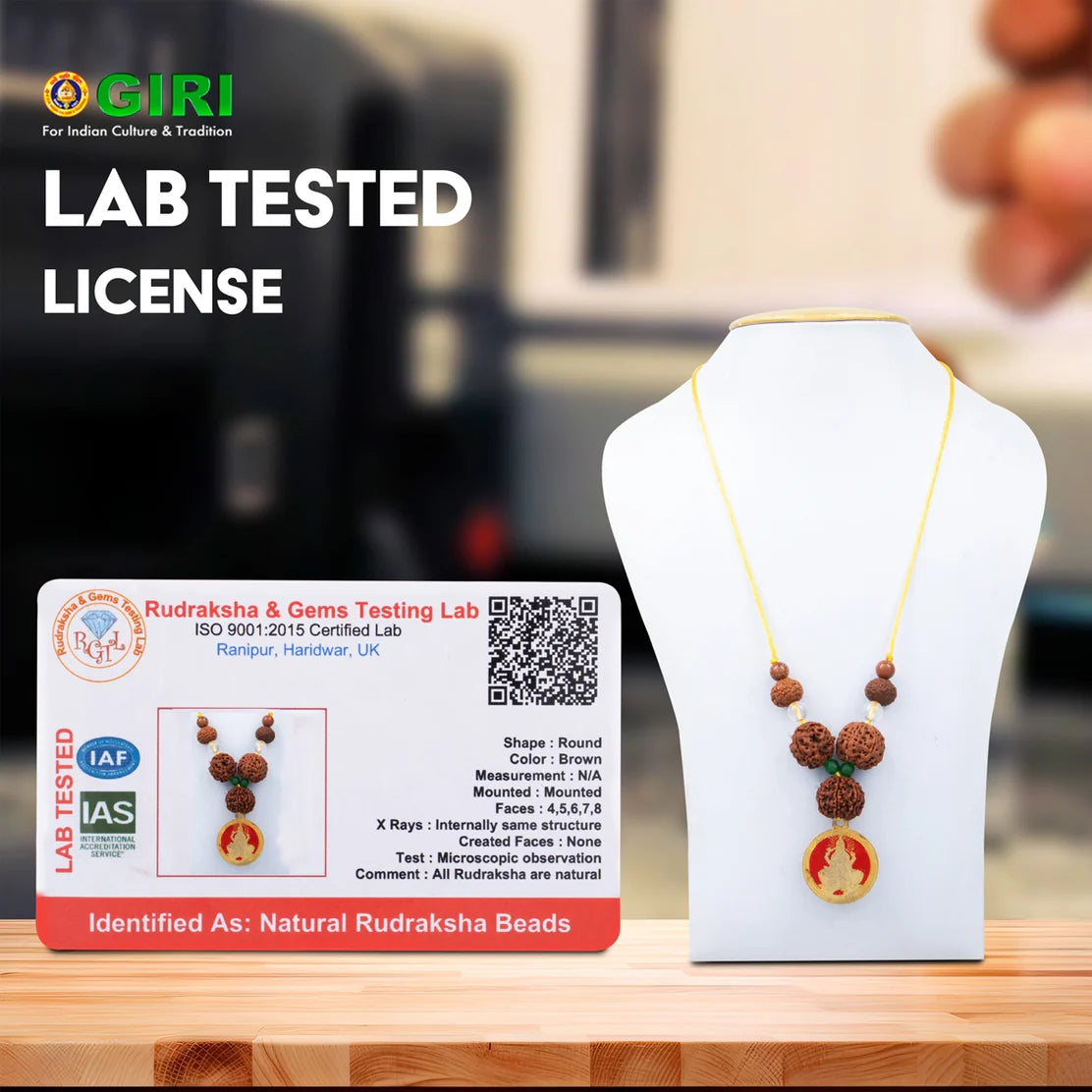 Amuleto Mahalakshmi Rudraksha para la prosperidad y la protección