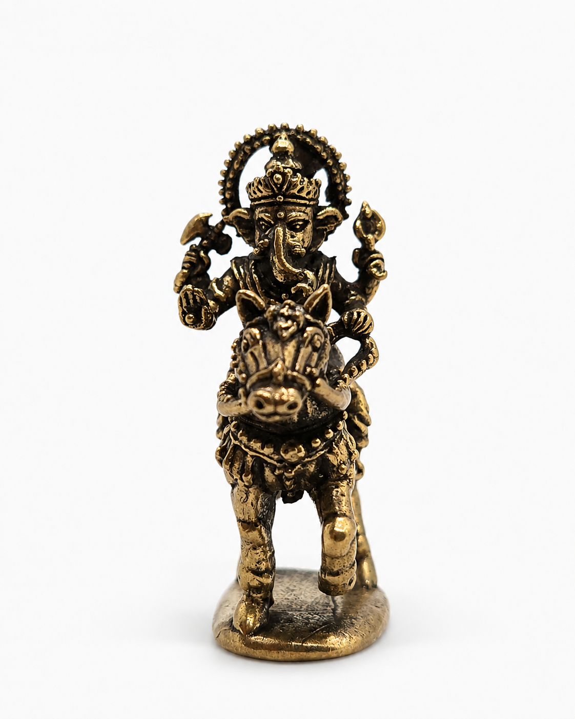 Estátua Asvharudha Ganapati - Ganesha em cavalo - Bronze maciço (4 cm)
