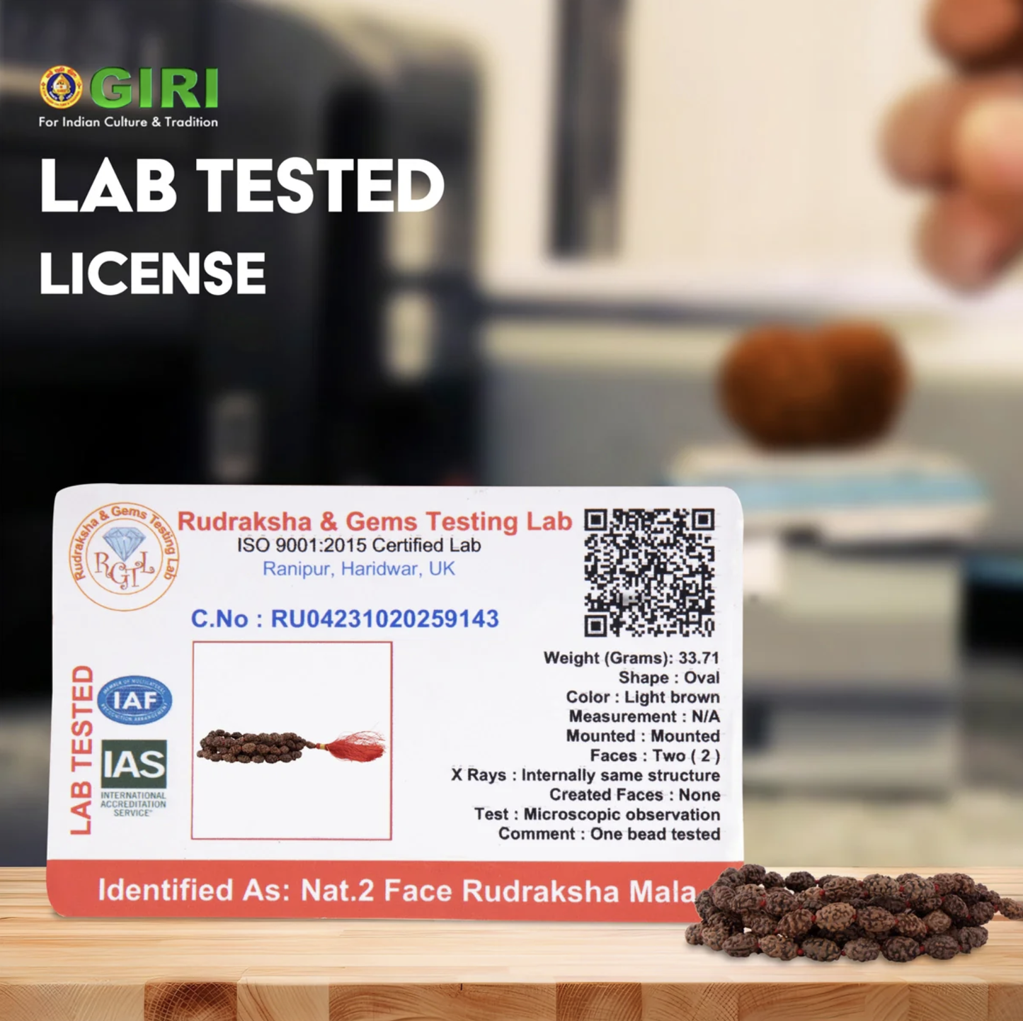 Mala de Rudraksha 2 Mukhi - Colar 108 Contas para Harmonia nos Relacionamentos