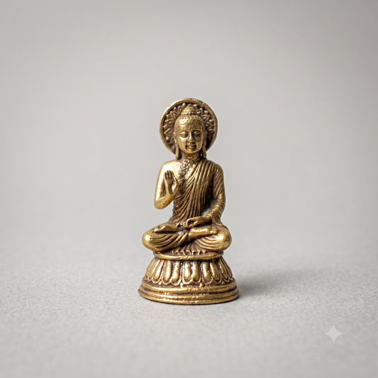 Estátua de Buda Śākyamuni em Abhaya Mudrā – Proteção e Serenidade