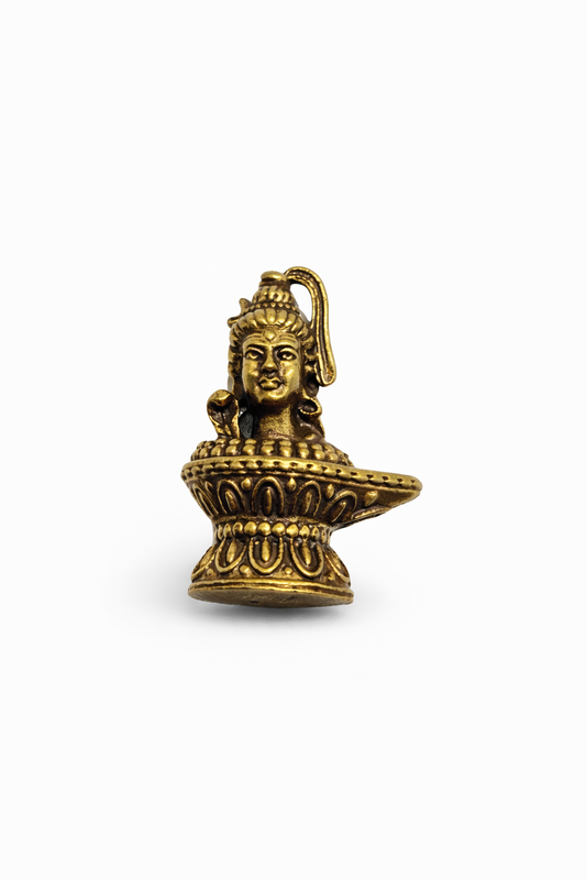 Shiva Mukha Linga em Bronze Maciço — Shivalinga Esculpido