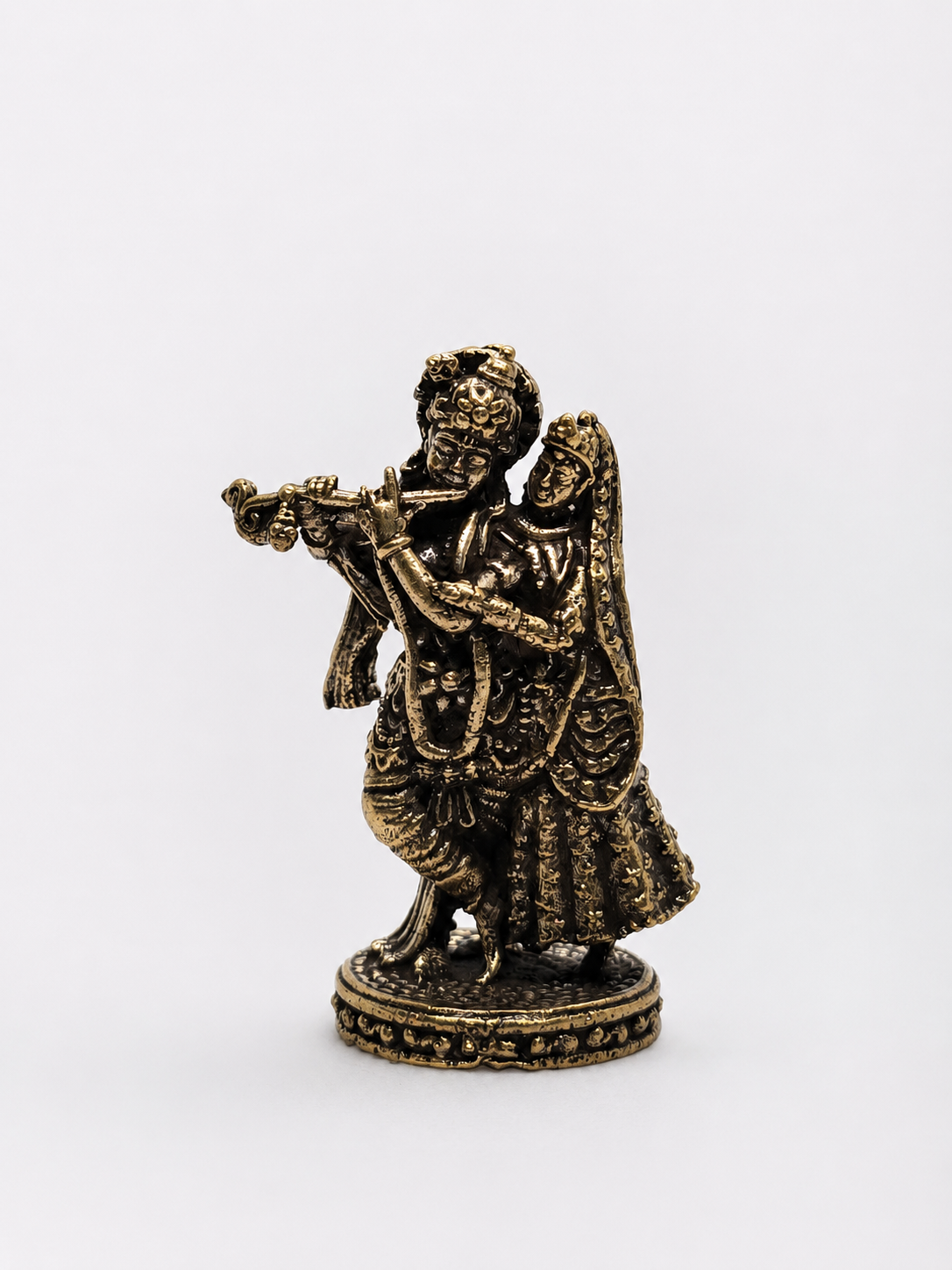 Estátua Radha Krishna em Bronze Maciço (4 cm)