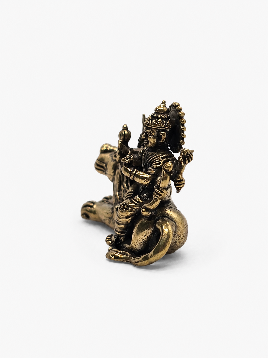 Bhadrakali sobre o Leão em Bronze Maciço (3 cm)