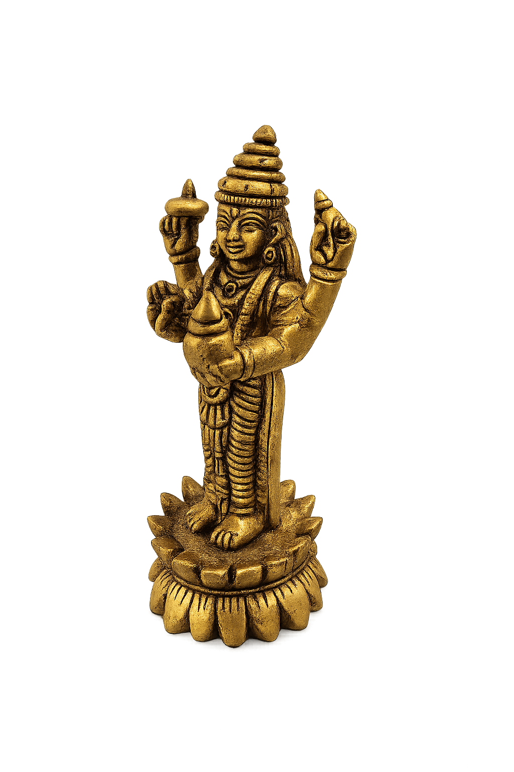 Estátua Dhanvantari em base de lótus – bronze (11,5 cm)