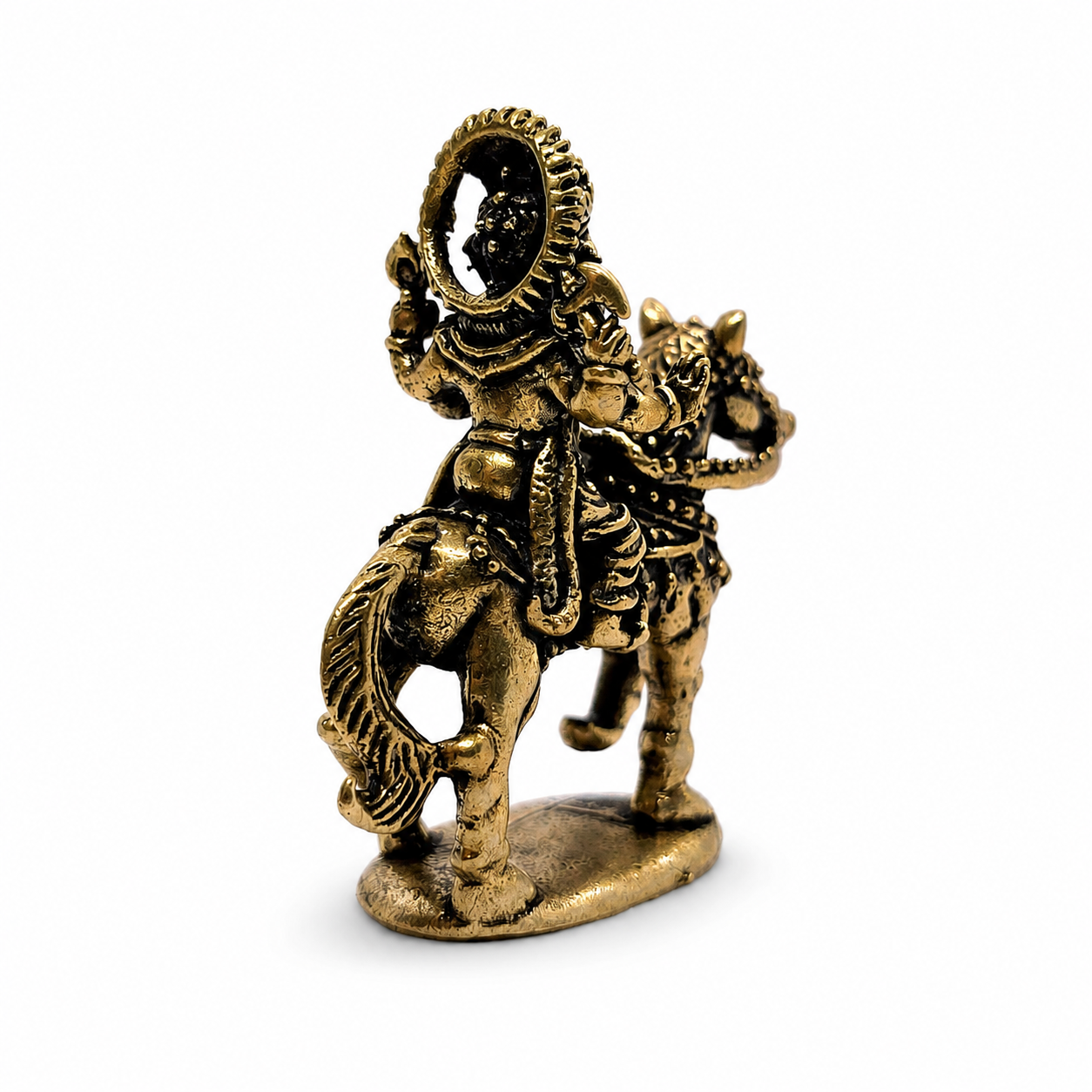 Estátua Asvharudha Ganapati - Ganesha em cavalo - Bronze maciço (4 cm)