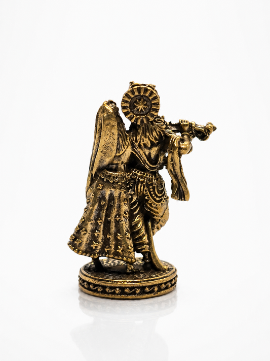 Estátua Radha Krishna em Bronze Maciço (4 cm)
