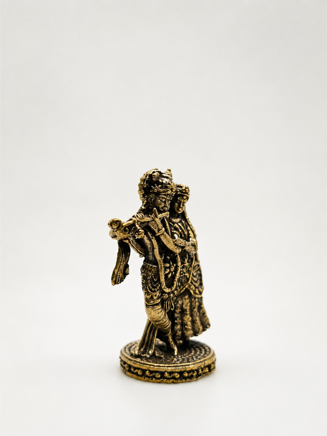 Estátua Radha Krishna em Bronze Maciço (4 cm)