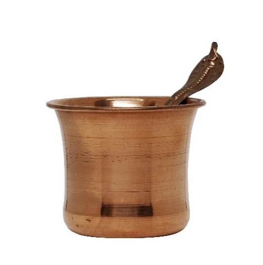 Set Copo Panchapatra Cobre com Colher Udharini Cobre