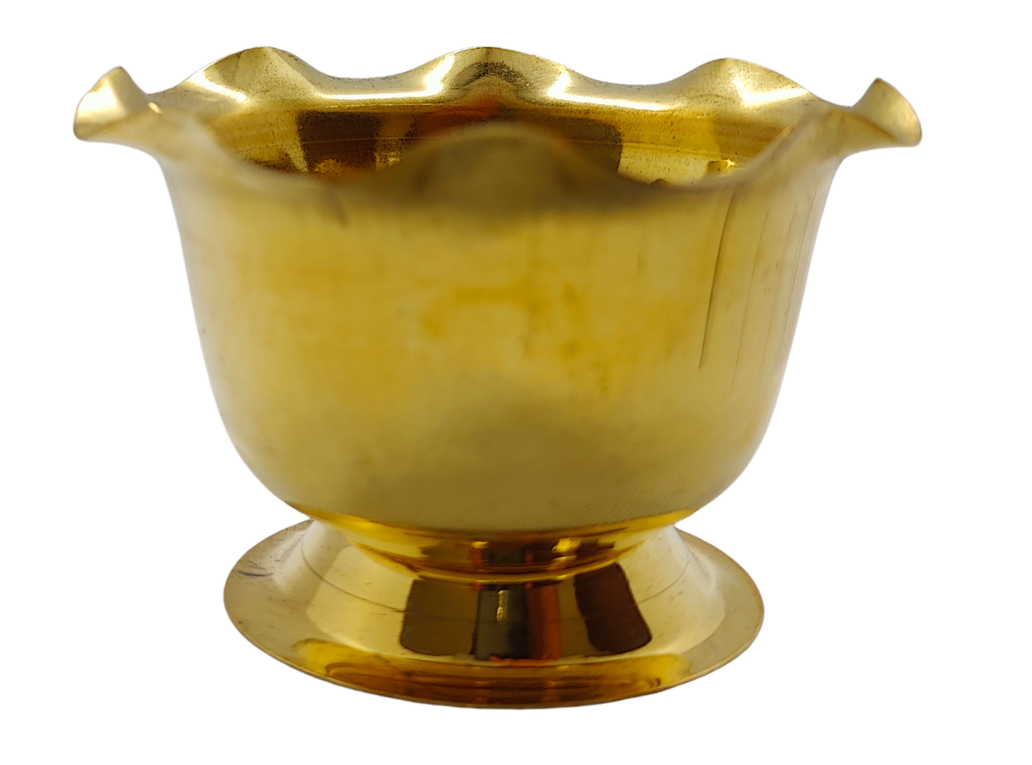 Pote de bronze pequeno borda ondulada