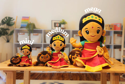 Durga com leão de Pelúcia com Mantras