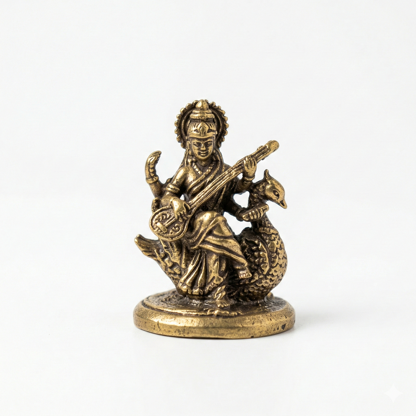 Estátua bronze Sarasvati no cisne (3 cm)