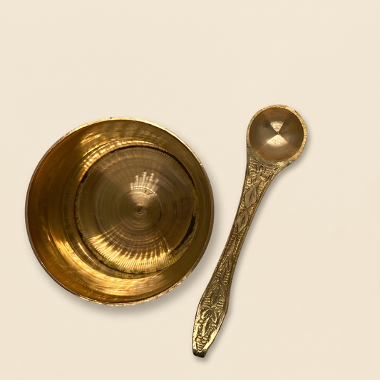 Set Copo Panchapatra com Colher Udharini em Bronze