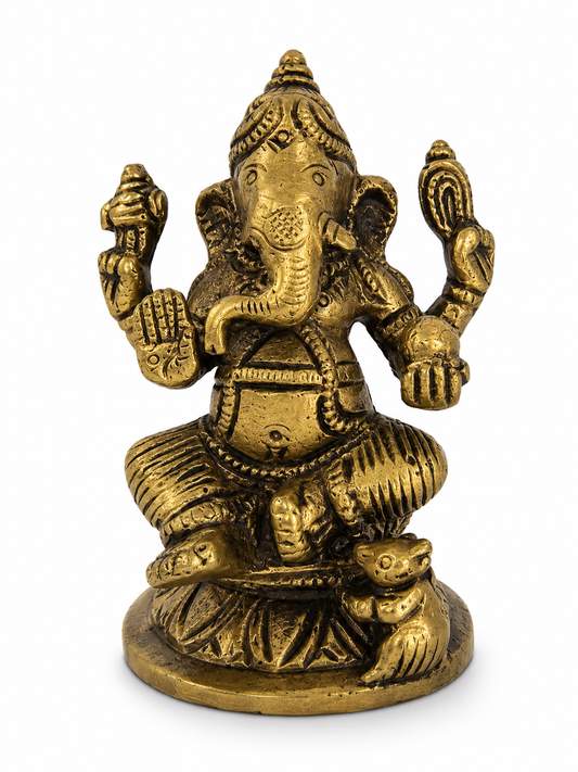 Estátua Ganesha em Bronze pequena (8cm) — O Senhor dos Inícios e Removedor de Obstáculos
