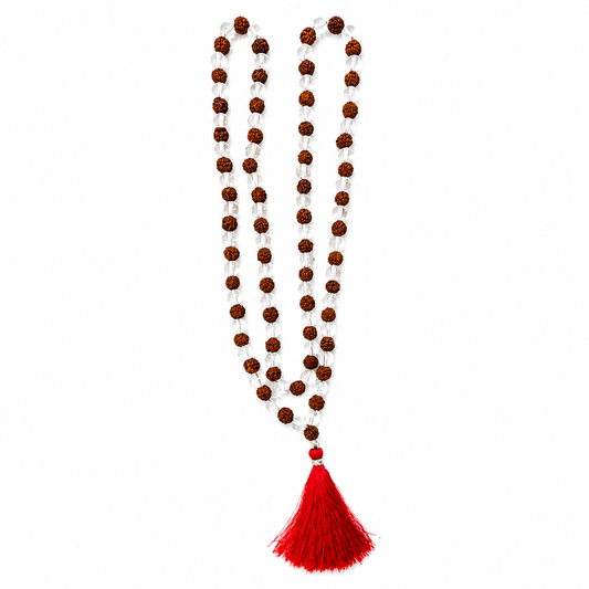 Japamala de Rudraksha e Sphatika