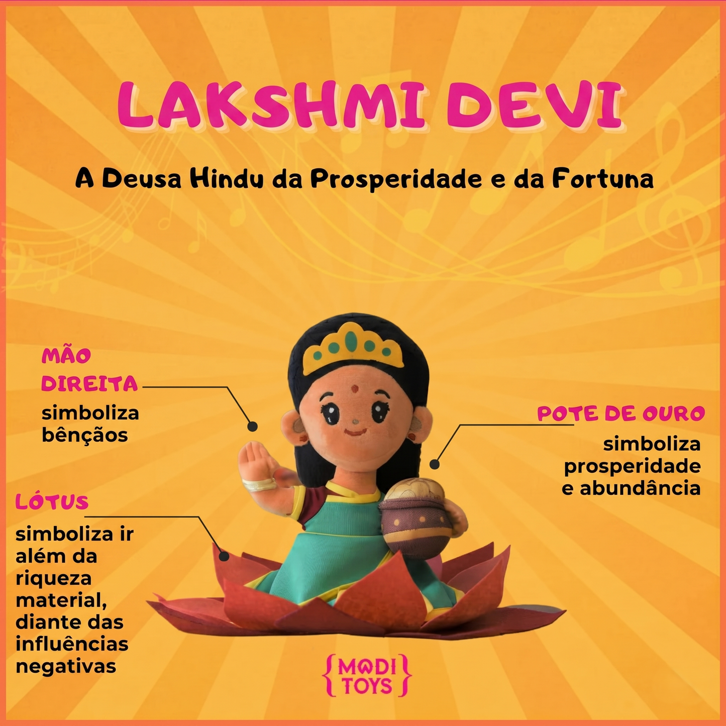 Lakshmi Devi de Pelúcia com Mantras