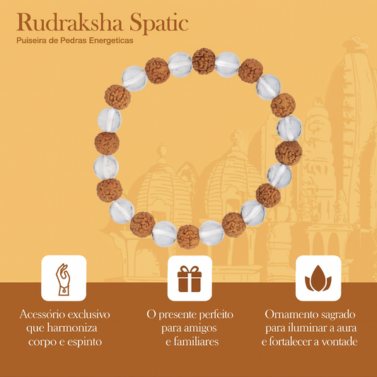 Pulseira Rudraksha Spatika de Pedras Energéticas
