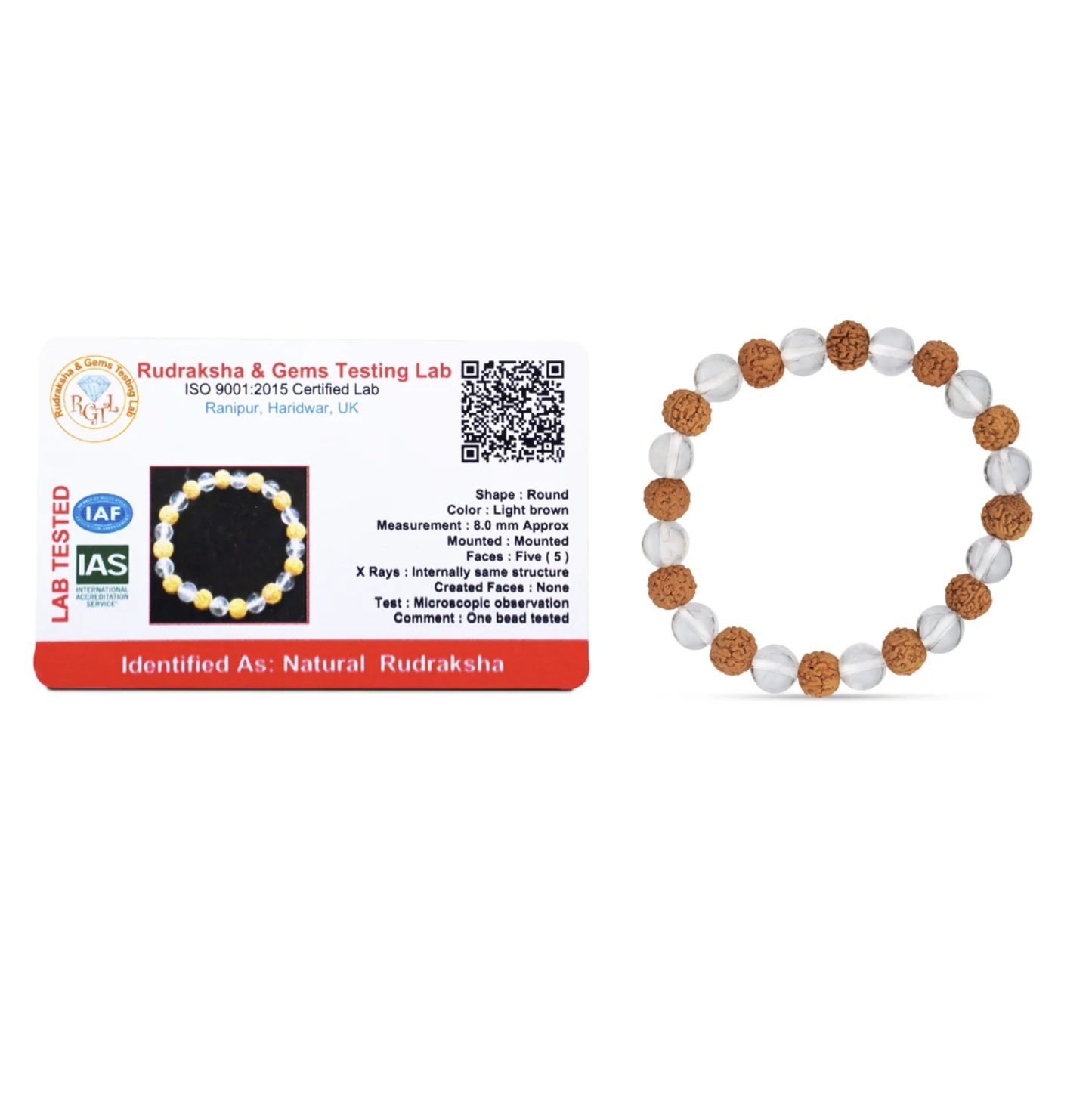 Pulseira Rudraksha Spatika de Pedras Energéticas