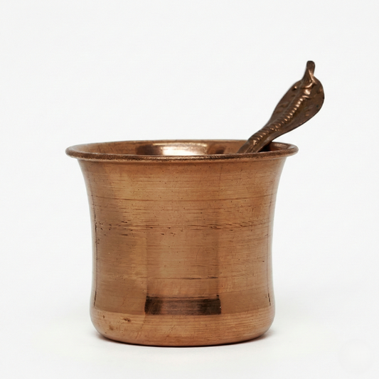 Set Copo Panchapatra Cobre com Colher Udharini Cobre