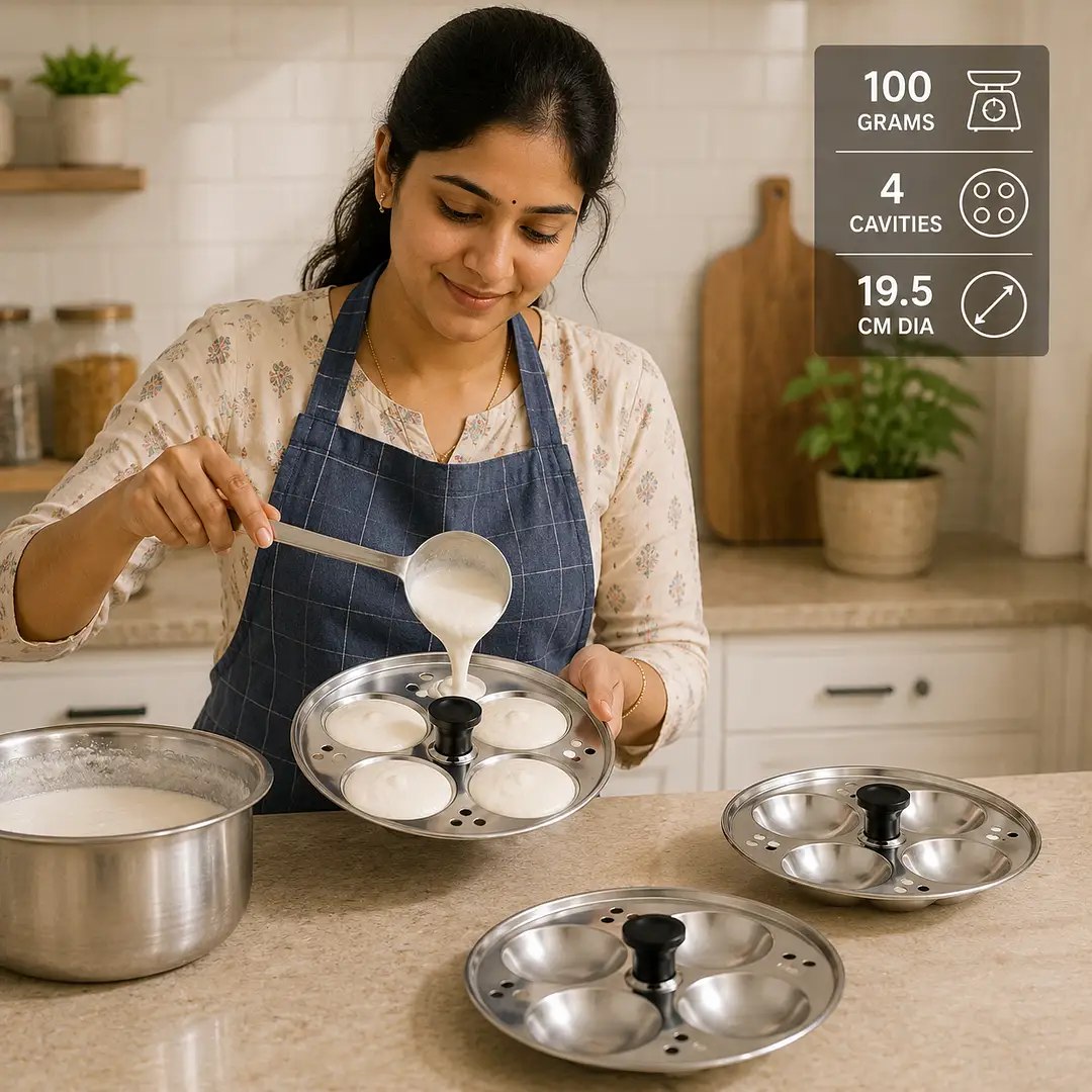 Suporte para Idli em Aço Inox – Parva (3 Bandejas)