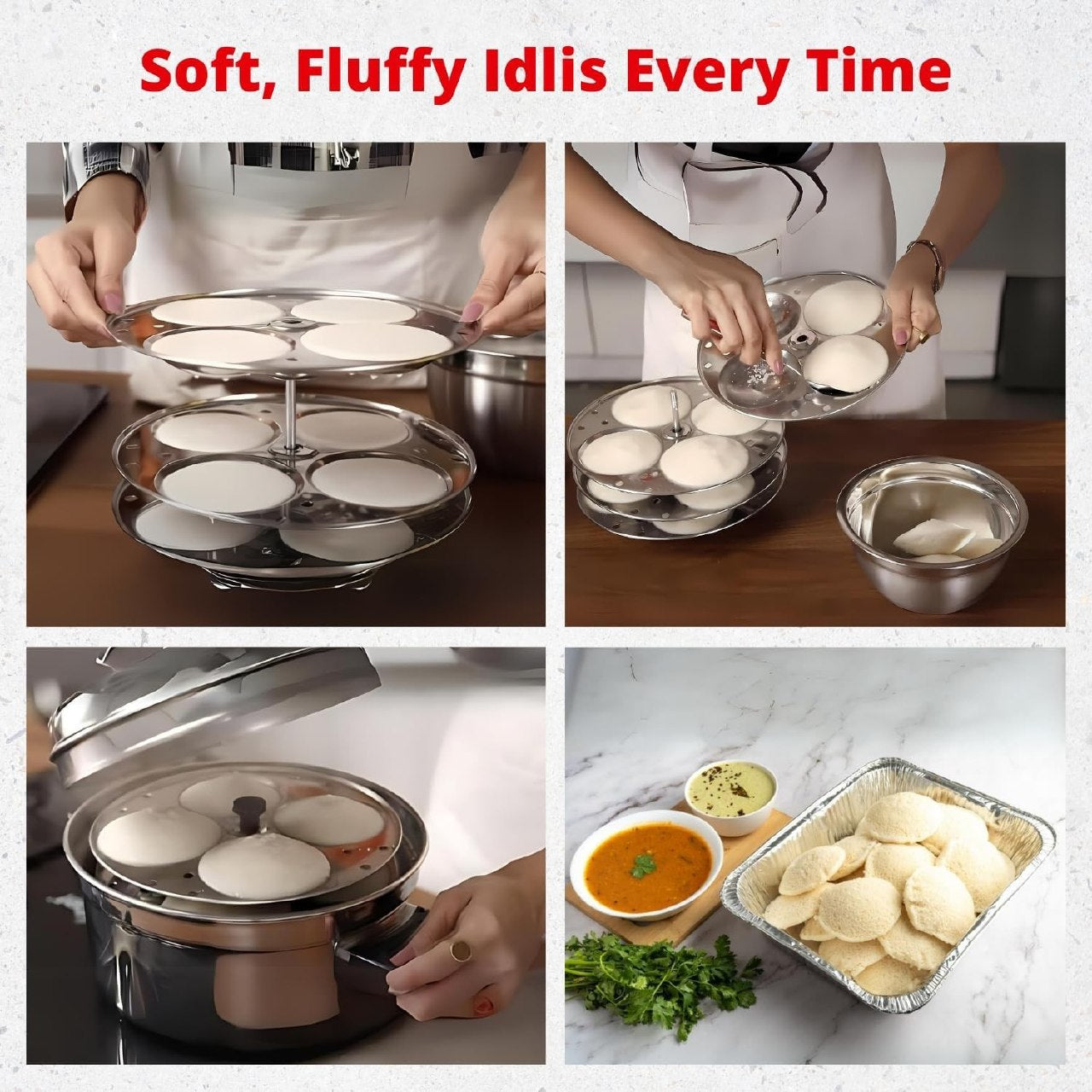 Suporte para Idli em Aço Inox – Parva (3 Bandejas)