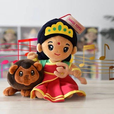 Durga com leão de Pelúcia com Mantras