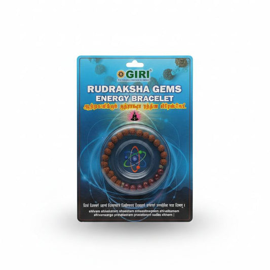 Pulseira Rudraksha 5 faces com gema roxa